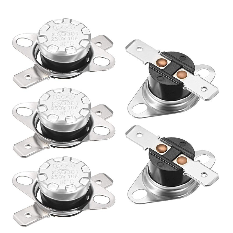 [Australia - AusPower] - uxcell KSD301 Thermostat 90°C/194°F 10A Normally Closed N.C Adjust Snap Disc Temperature Switch 5pcs 