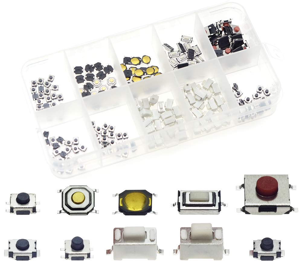 [Australia - AusPower] - QTETAK 200 Pcs 10 Value Micro Momentary Tactile Push Button Switch Tact Assortment Kit 