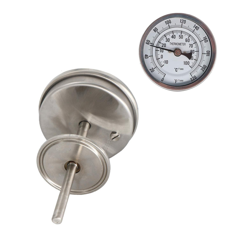 [Australia - AusPower] - Stainless Steel Bi-Metal Thermometer,1.5" Tri-clamp 4" Stem, 3" Dial, 0 to 200 F Degrees 