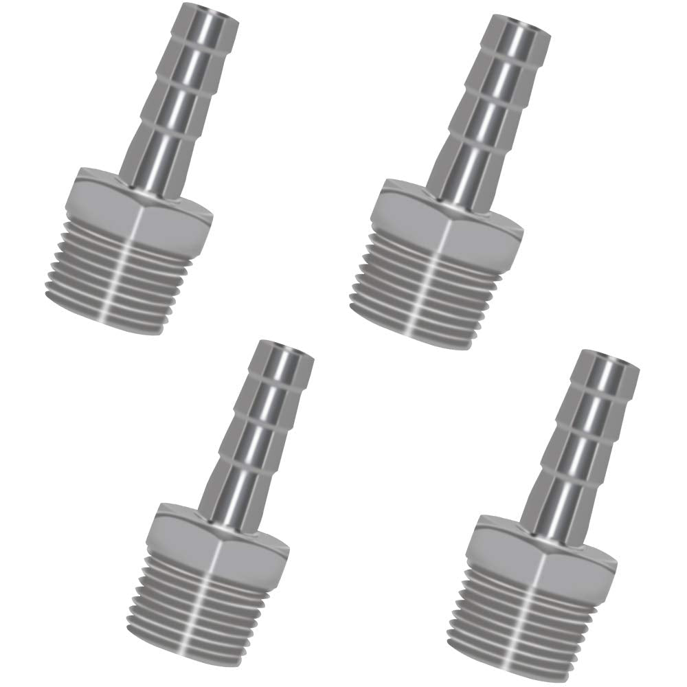 [Australia - AusPower] - Horiznext NPT 1/2 thread x 3/8" hose barb fitting, Stainless Steel for Midwest Home brew and Wine making Supplies repair kit, Pack of 4 