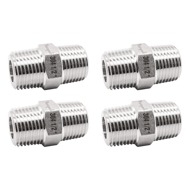 [Australia - AusPower] - Horiznext NPT 1/2 Male Thread adapter Hex Nipple Stainless Steel 304 Pipe Fitting for pvc pex hose gas line garden water tubing coupling bulkhead connector (4 pcs) 