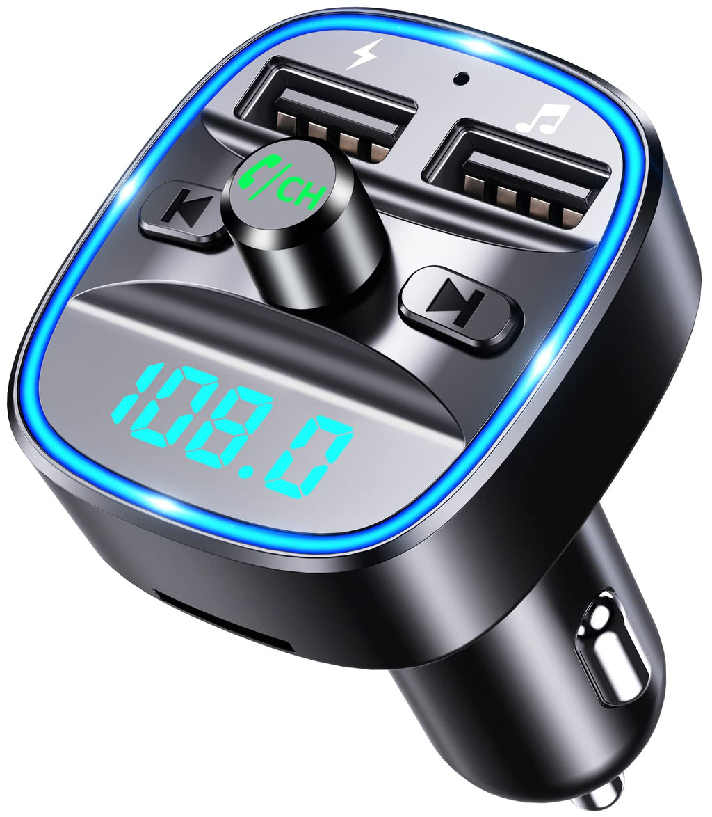 [Australia - AusPower] - [Upgraded] COMSOON Bluetooth FM Transmitter for Car, Bluetooth Car Adapter MP3 Player FM Transmitter, Hands-Free Calling, Dual USB Ports (5V/2.4A & 1A), LED Screen, Support SD/TF Card USB Flash Drive 