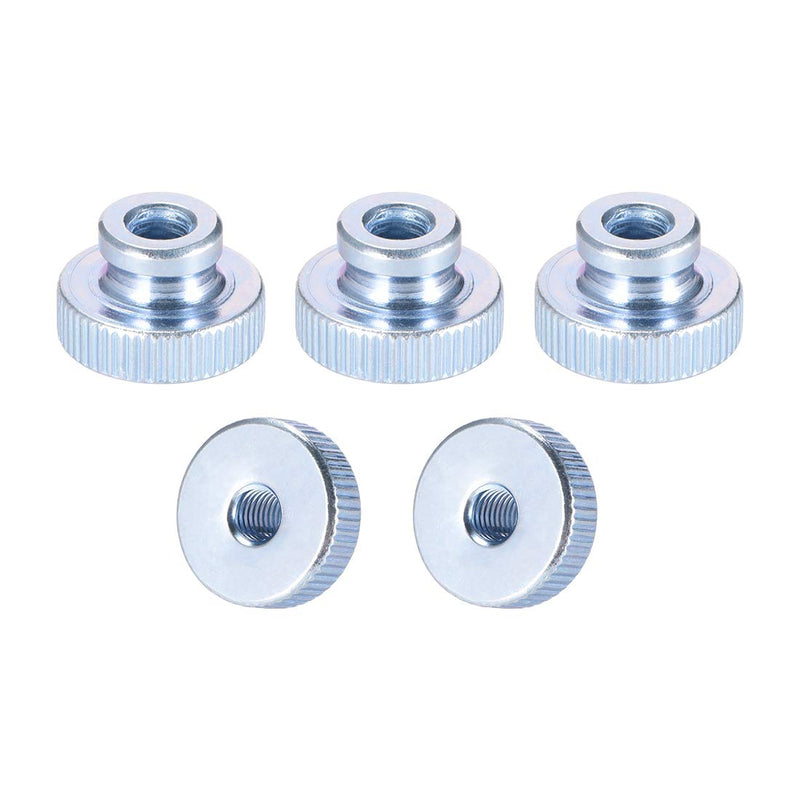 [Australia - AusPower] - uxcell Knurled Thumb Nuts, 5Pcs M6x1mm Iron Round Knobs Fasteners for 3D Printer Parts, Silver Tone M6 