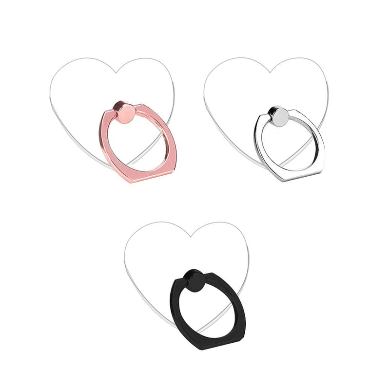 [Australia - AusPower] - lenoup Transparent Heart Cell Phone Ring Holder Kickstand,360 Rotation Clear Heart Cell Phone Finger Ring Grip Stand for Phones,Pad 