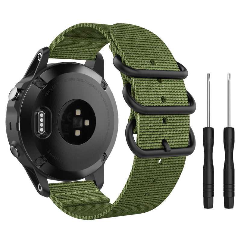 [Australia - AusPower] - MoKo Band Compatible with Garmin Fenix 6S/Fenix 6S Pro/Fenix 5S/Fenix 5S Plus Smart Watch, Fine Woven Nylon Adjustable Replacement Strap with Metal Buckle - Army Green 