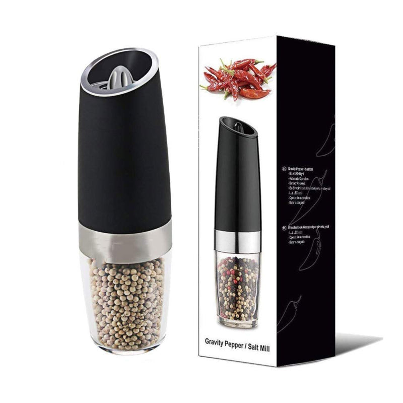 [Australia - AusPower] - Stainless Steel Battery Operated Gravity Electric Pepper Grinder Salt Mill Automatic Spices Mill with Blue Led Light 