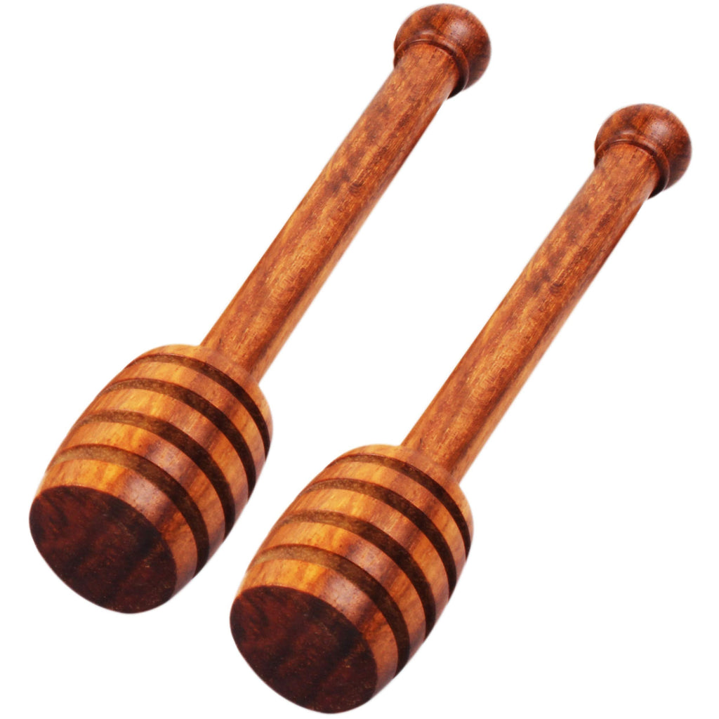 [Australia - AusPower] - 2 Pack Italian Olive Wood Honey Dipper Sticks – 6,5 Inch Wooden Syrup Dippers – Honeycomb Sticks Perfect for Drizzling Honey - Maple Syrup - Chocolate - Caramel - Honey Spoons 