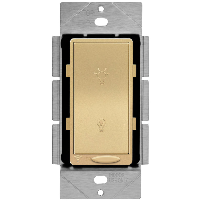 [Australia - AusPower] - TOPGREENER Smart Wi-Fi Dimmer Switch, Dim Lighting from Anywhere, in-Wall, Single Pole or 3-Way (TGWF3K Sold Separately), No Hub Required, Compatible with Alexa and Google Assistant, TGWF500D, Gold 