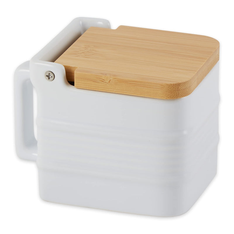 [Australia - AusPower] - RSVP International White Stoneware Kitchen Collection, Salt Box, 4.5x3.25x3.5" 