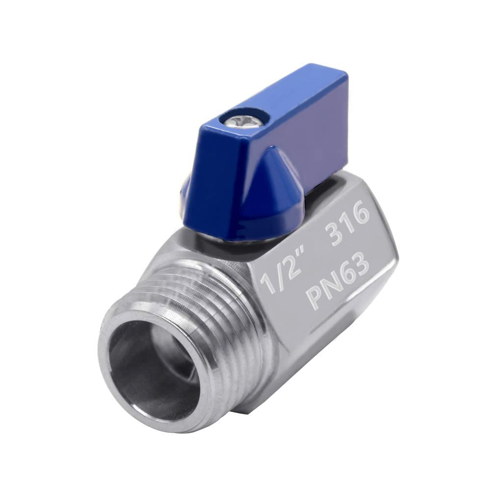 [Australia - AusPower] - Beduan 1/2" Mini Ball Valve, Stainless Steel Female x Male NPT Thread Shut-Off Valve(Pack of 1) 1/2 Inch Pack of 1 