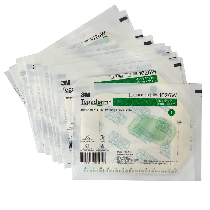 [Australia - AusPower] - Rescue Essentials - 3M Tegaderm Transparent Film Dressing - 4" x 4 3/4" - Pack of 10, White, Green 