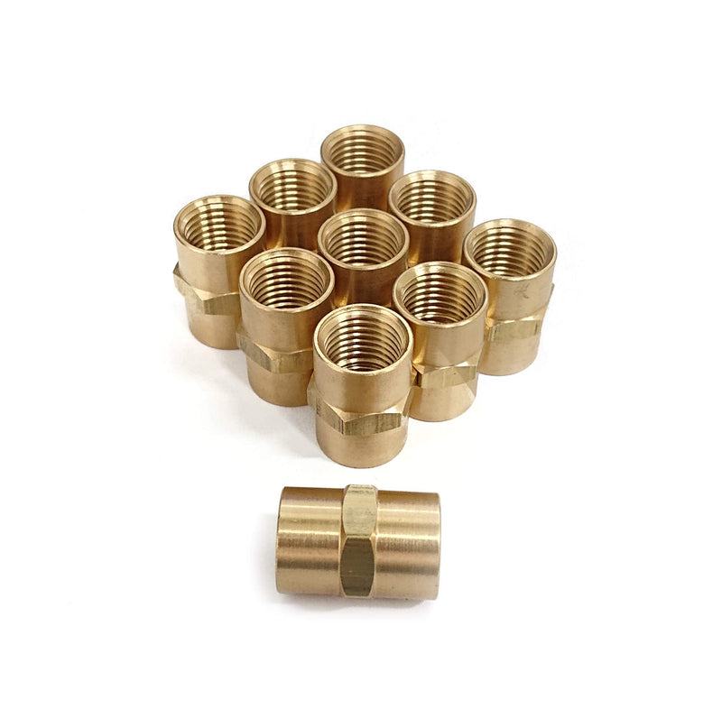 [Australia - AusPower] - T TANYA HARDWARE Pipe Fitting and Air Hose Fitings, Hex Nipple Coupling Set - 1/4-Inch NPT x 1/4-Inch NPT,Solid Brass, Female Pipe- 10 Piece 