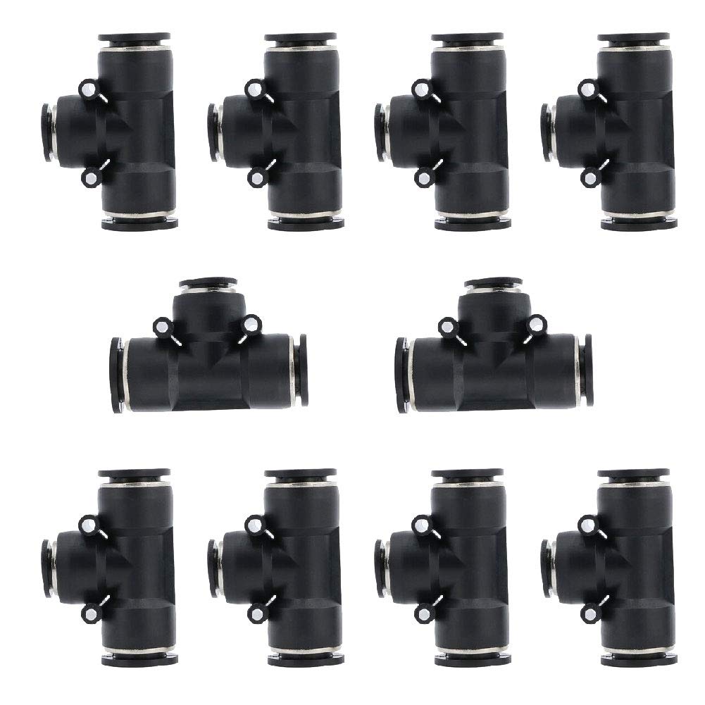 [Australia - AusPower] - Beduan Push to Connect Air Fitting, 5/32 inch or 4mm Tube OD Pneumatic Tee Union Fitting Push Lock(Pack of 10) 