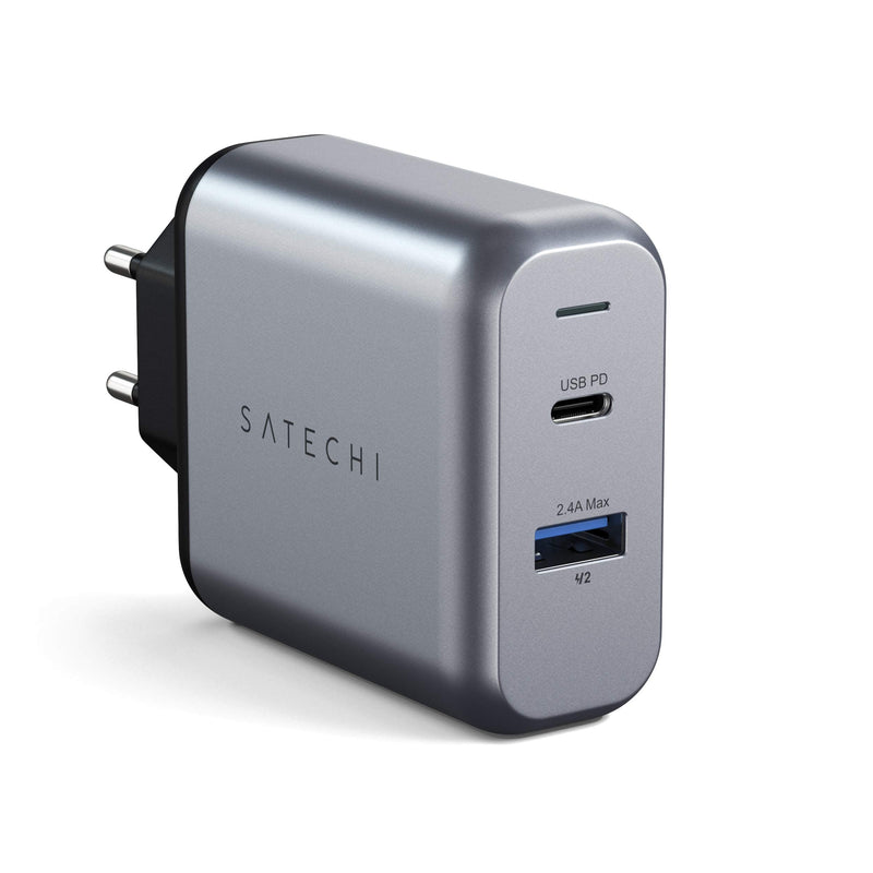 [Australia - AusPower] - Satechi 30W Dual-Port Wall Charger Adapter with USB-C PD & USB 3.0 Port - Compatible with 2019 iPad, 2018 iPad Pro, 2018 MacBook Air, iPhone 11 Pro Max/11 Pro/11 (EU) EU 