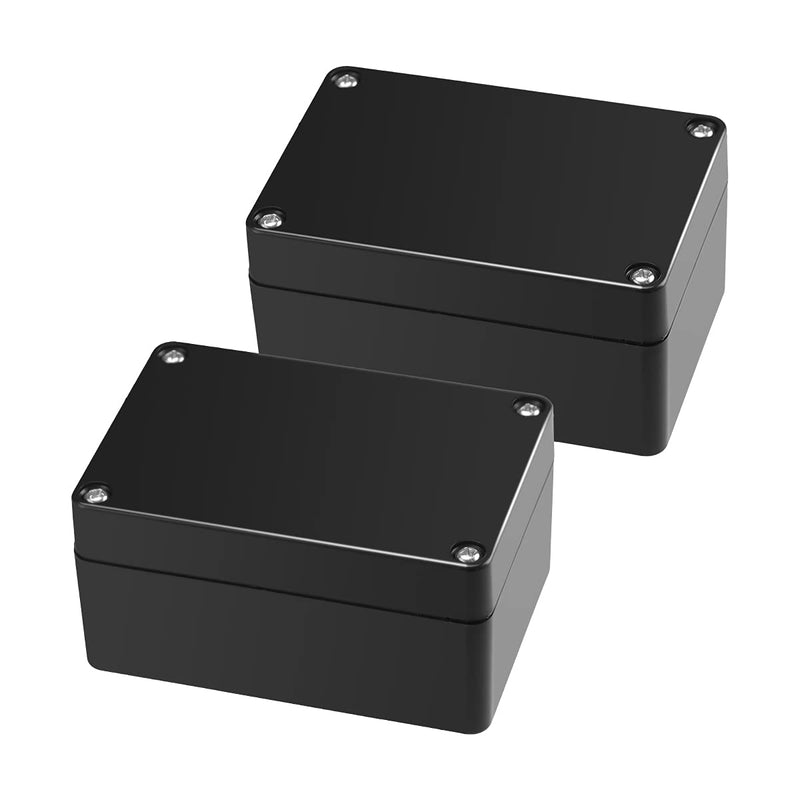 [Australia - AusPower] - PINFOX 2 Pack Black Waterproof Plastic Project Box ABS IP65 Electronic Junction Box Enclosure 3.94 x 2.68 x 1.97 inch (100 x 68 x 50 mm) 3.94"x2.68"x1.97" (2 PCS) 