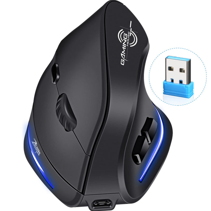 [Australia - AusPower] - ECHTPower Rechargeable Ergonomic Mouse, 2.4G Wireless Vertical Mouse-Reduce Wrist Pain, 3 Adjustable DPI 2400/1600/1000, 6 Button, LED Wireless Mouse for Laptop, Computer, Desktop, Windows, Mac OS 