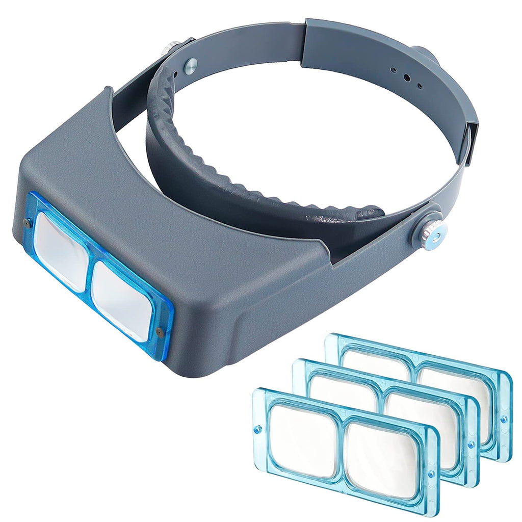 [Australia - AusPower] - Headband Magnifier Double Lens Head-Mounted Reading Magnifier Loupe Jewelry Visor Opitcal Glass Binocular Magnifier with Lens Magnification-1.5X 2X 2.5X 3.5X 1.5x-3.5x Optical Glass 