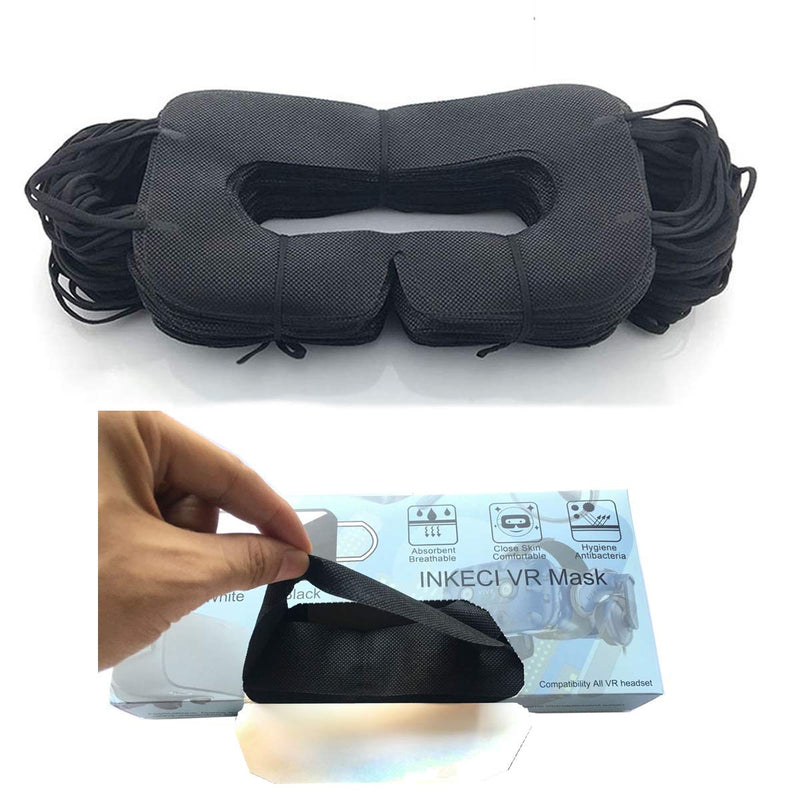 [Australia - AusPower] - VR Mask 100pcs VR Experience Face Mask Sanitary Cloth Compatible VR Oculus Rift Playstation VR HTC Vive VR Goggle VR Box-Prevent Sweat and Dirt 100 Black 