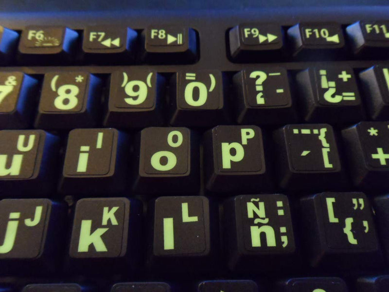 [Australia - AusPower] - Spanish/English Keyboard Stickers with Fluorescent Inlays. Large Symbols Will Not Wear, Smudge or Fade. for All Laptop and Desktop Keyboards Also Free USB LED Light (White). 