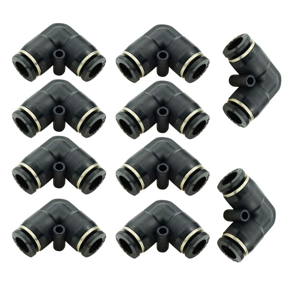 [Australia - AusPower] - Beduan Push to Connect Fitting Elbow, 6mm x 6mm Tube OD Pneumatic 90° Degree Adapter Push in Fitting for Air Compressor （Pack of 10） 