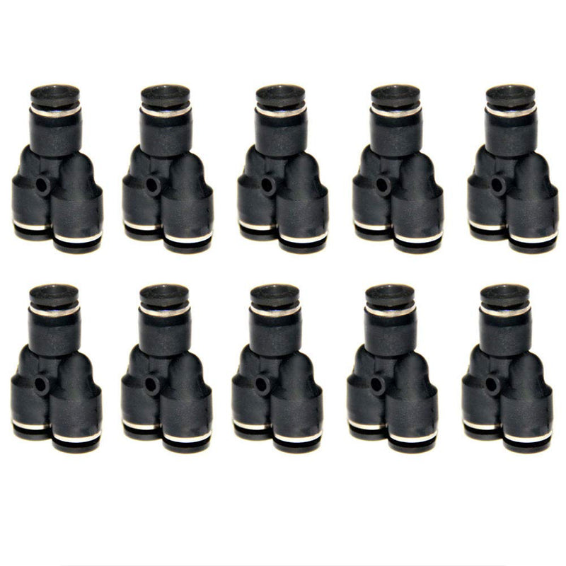 [Australia - AusPower] - Beduan Pneumatic Push to Connect Fitting, 6mm Tube OD Plastic Plastic Y-Type Union Connector Quick Fitting (Pack of 10) 