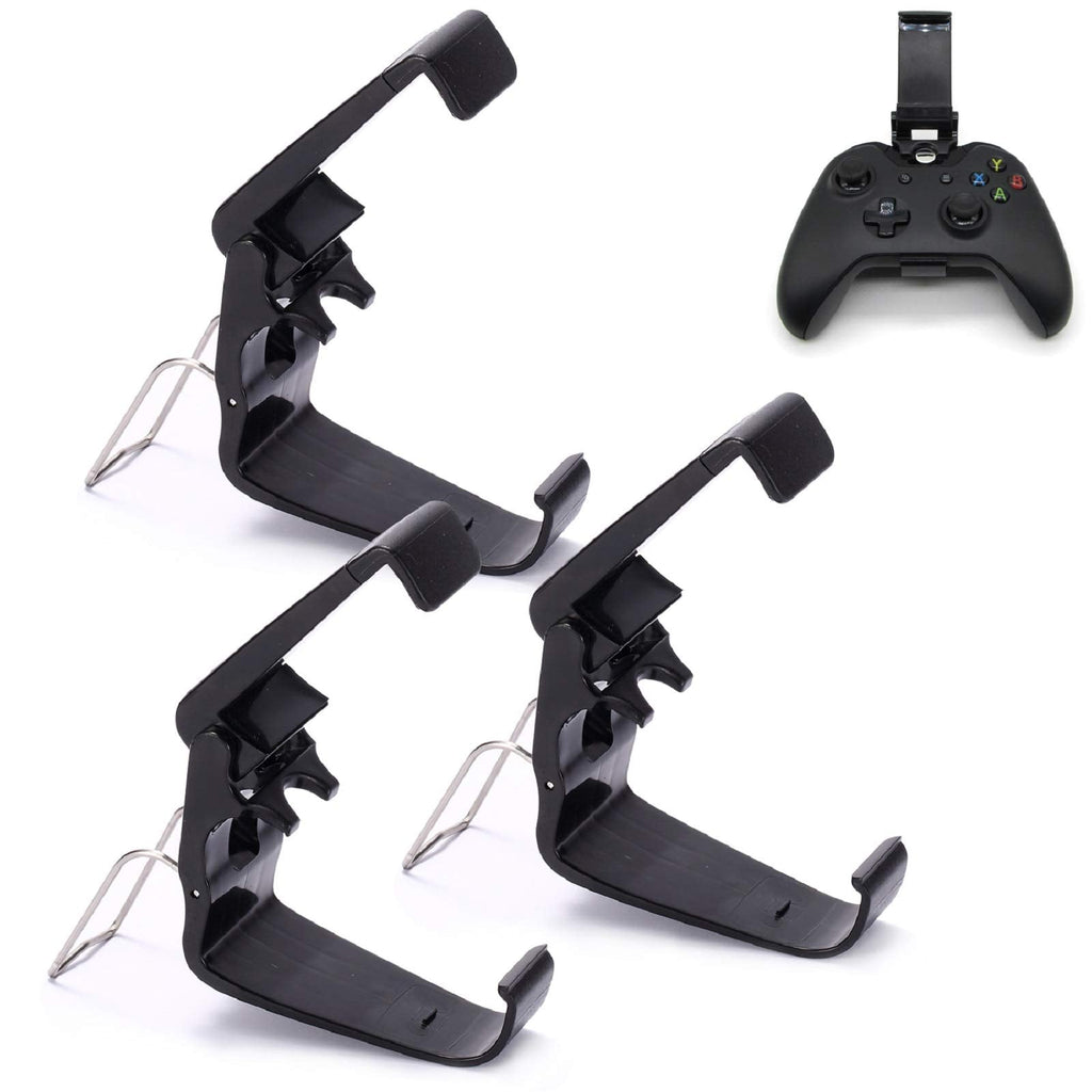 [Australia - AusPower] - Rngeo 3 Pack Foldable Mobile Phone Holder for Game Controller, Cellphone Clamps Compatible with Microsoft Xbox One S, Xbox One X, SteelSeries Nimbus & XL Bluetooth Wireless Controllers (Black) 