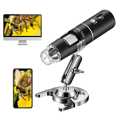 [Australia - AusPower] - STPCTOU Wireless Digital Microscope 50X-1000X 1080P Handheld Portable Mini WiFi USB Microscope Camera with 8 LED Lights for iPhone/iPad/Smartphone/Tablet/PC 