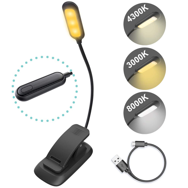 [Australia - AusPower] - HONWELL Book Light Rechargeable Clip on Reading Light Dimmable Brightness Reading Lights for Books in Bed 3 Lighting Modes Best Kids Book Light Flexible Headboard Studying Light, Night Reading Lamp 