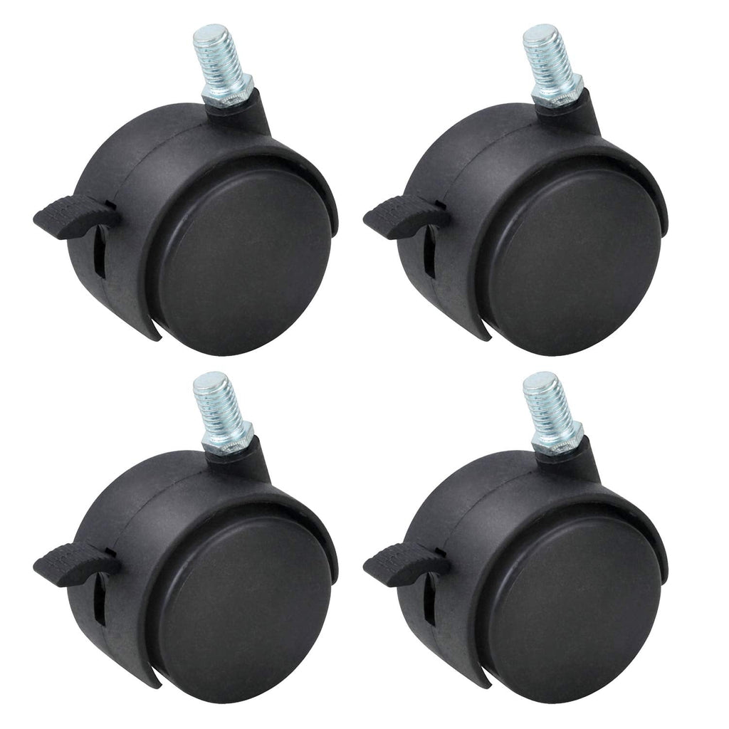 [Australia - AusPower] - HOWDIA 4 Pack 2 Inch Nylon Plastic Replacement Caster Swivel Furniture Wheels Floor Protecting Office Chair Swivel Caster Threaded Stem with Brake Black 