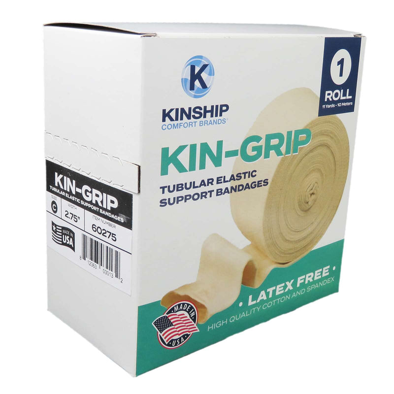 [Australia - AusPower] - KinGrip Tubular Elastic Support Bandages by Kinship Comfort Brands | Tubular Bandage Protects Fragile Skin | Latex-Free | Wound Care | Edema & Lymphedema Support | Made in USA | Size C 2.75”x10 MTR SIZE C - (2.75" x 10 Meter) 