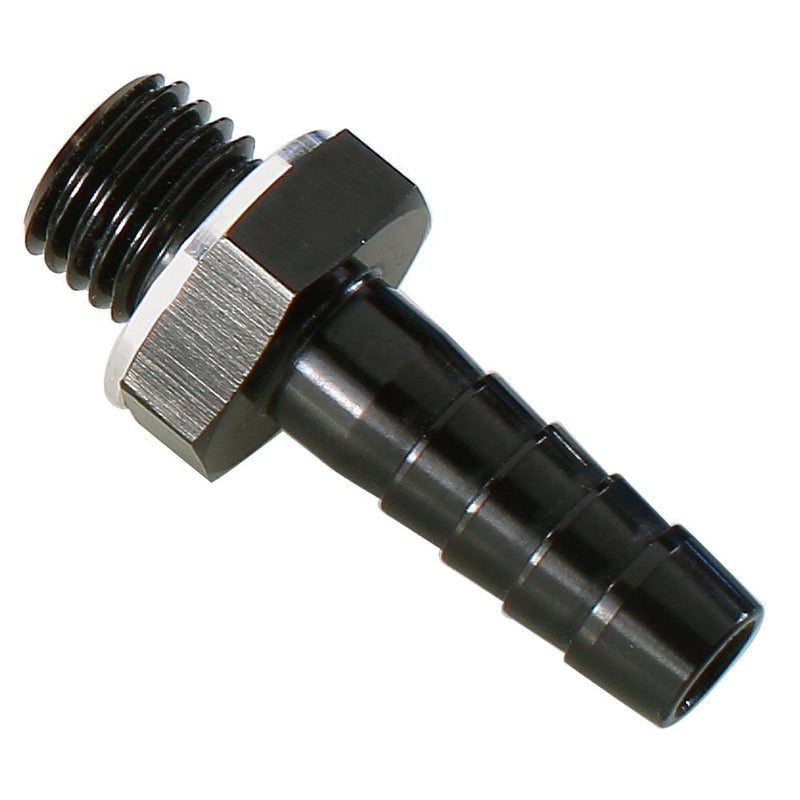 [Australia - AusPower] - Black Anodized Aluminum Fuel Oil Pump Inlet Straight M12x1.5 Metric to 3/8" (Ø9.5mm) Hose Barb Fitting Bare with Aluminium Washer M12x1.5 to 3/8 barb metric to barb black 