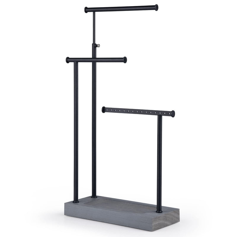 [Australia - AusPower] - SRIWATANA Jewelry Organizer Display Extra Tall Necklace Holder 3 Tier Jewelry Tree Stand (Weathered Grey & Black) weathered grey 