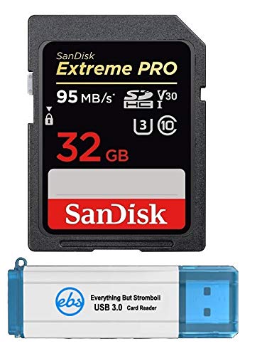 [Australia - AusPower] - SanDisk 32GB SDHC SD Extreme Pro Memory Card Works with Canon EOS Rebel T5, T5i, T6, T6i, T7, T7i Digital DSLR Camera 4K V30 (SDSDXXG-032G-GN4IN) Bundle with 1 Everything But Stromboli 3.0 Reader 