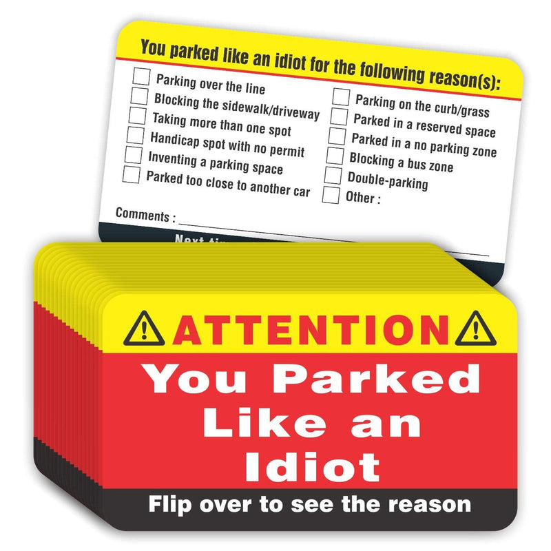 [Australia - AusPower] - PARTH iMPEX You Parked Like an Idiot Business Cards (Pack of 100) Bad Parking Cards 3.5"x2" Multi Reasons Violation 