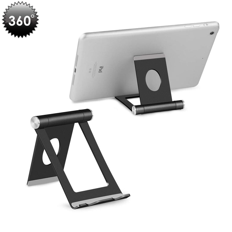 [Australia - AusPower] - Cell Phone Stand for Desk, YOSHINE Portable Phone Stand, Adjustable Cell Phone Holder Cradle Dock for Phone Xs XR X 8 7 6 6S Plus, Universal Aluminium Stand for Mobile Phones & Tablets (4-10.1")-Black Black 