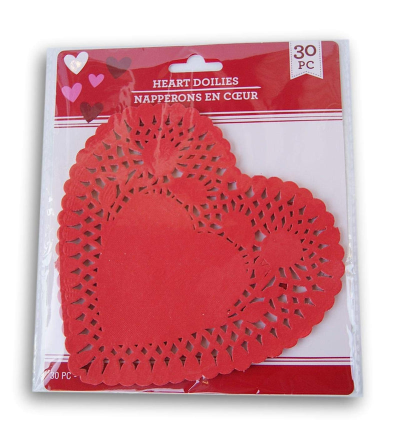 [Australia - AusPower] - Valentine's Day Decorative Heart-Shaped Paper Doilies - 6 Inches Across - 30 Piece (Red) Red 