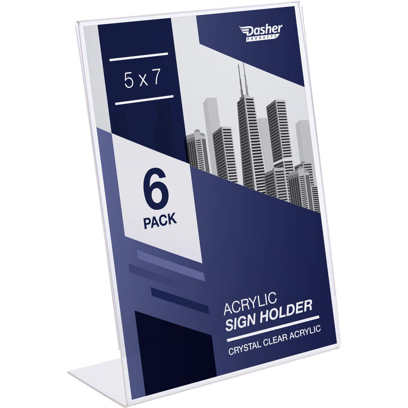[Australia - AusPower] - Slant Back Acrylic Sign Holder 5x7 - Clear Picture Frame Stand, 5 x 7 Inches Photo Frames Display for Sign, Menu, Document, Picture, Flyer, and More. Slant Ad Photo Frame Display Holders (6 Pack) 