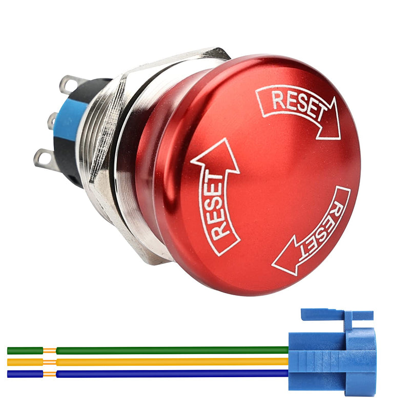 [Australia - AusPower] - APIELE 22mm Metal Emergency Stop Push Button Swicth Latching 12V-250V Waterproof Stianless Steel 7/8" Mouting Hole 22mm ( 7/8") A Type 