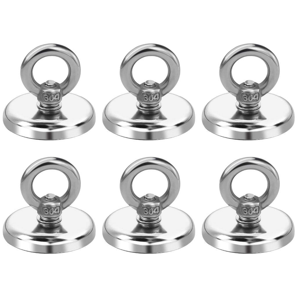 [Australia - AusPower] - DIYMAG Magnetic Hooks, 100 lbs Heavy Duty Rare Earth Neodymium Magnet Hooks with Countersunk Hole Eyebolt for Home, Kitchen, Workplace, Office and Garage, Pack of 6 100lbs Magnetic Hooks 