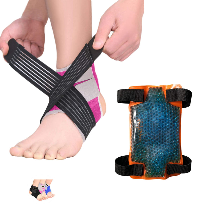 [Australia - AusPower] - BodyMoves Kid's Ankle brace support PLUS Hot and Cold Ice Pack (Sweet Pink, MED for Big KIds (US 3.5-7)) Sweet Pink MED for Big KIds (US 4-7) 