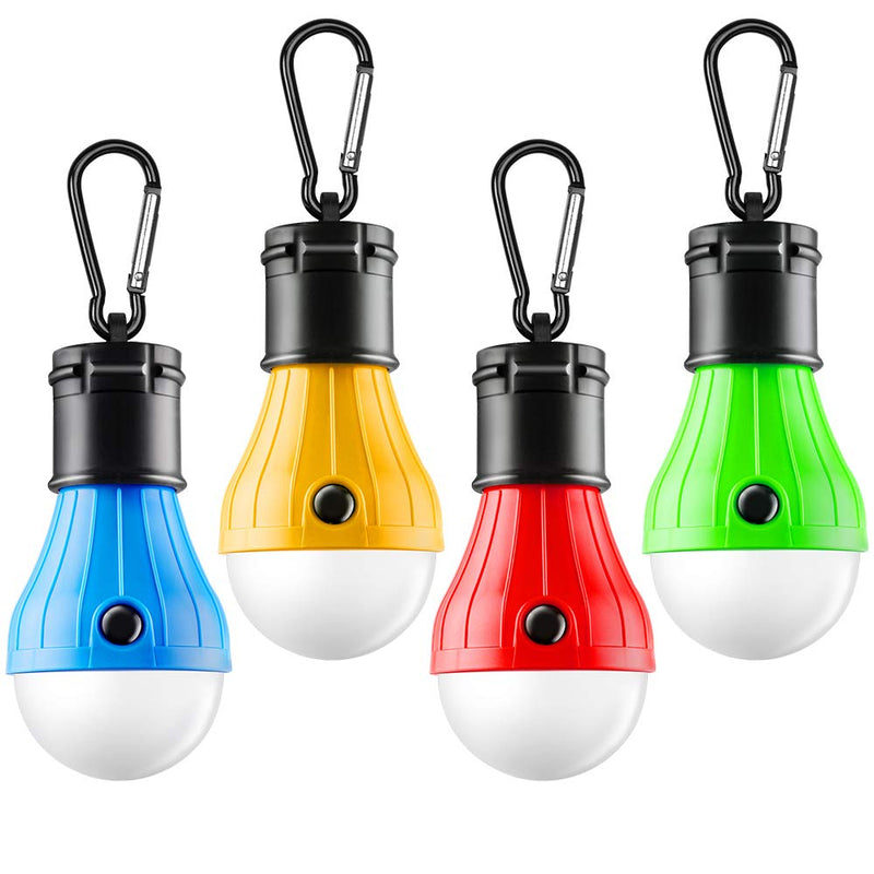 [Australia - AusPower] - FLY2SKY Tent Lamp Portable LED Tent Light 4 Packs Clip Hook Hurricane Emergency Lights LED Camping Light Bulb Camping Tent Lantern Bulb for Camping Hiking Fishing Outage B-CLOSED-HOOK 