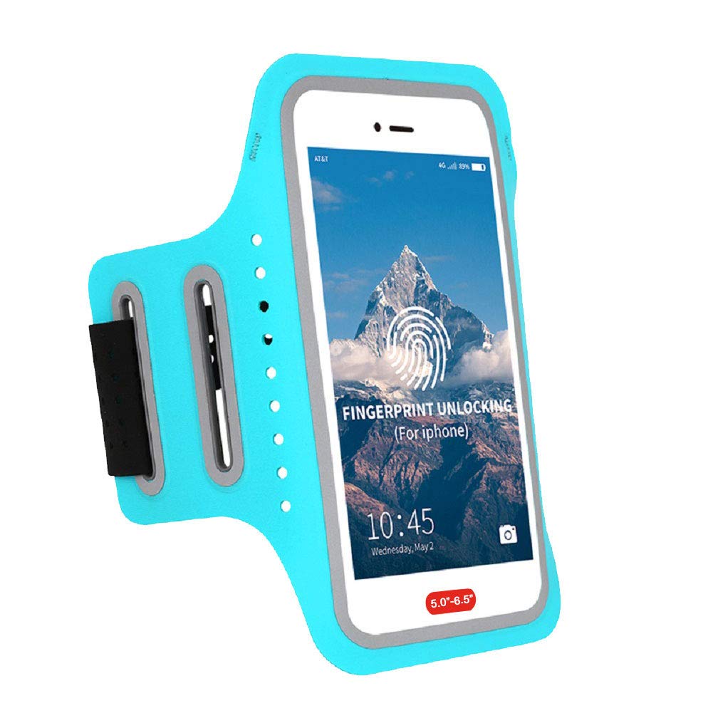 [Australia - AusPower] - MOVOYEE Waterproof Running Armband Cell Phone Holder for iPhone 12 11 Pro MAX XS XR X 8 7 6S 6 Plus SE Galaxy LG,Fingerprint Touch ID&Key Pouch,Arm Band Sleeve for Excercise,Jogging,Workout 6.7 inch 1-Sky Blue 6.5 inch 