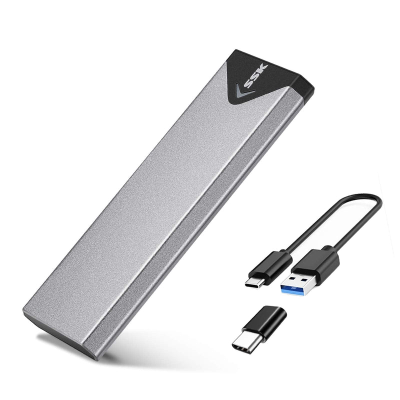 [Australia - AusPower] - SSK Aluminum USB 3.2 Gen 1 to M.2 SATA NGFF SSD Enclosure Adapter, External SATA Based M.2 Solid State Drive Enclosure Reader (for M.2 SATA SSD only) 