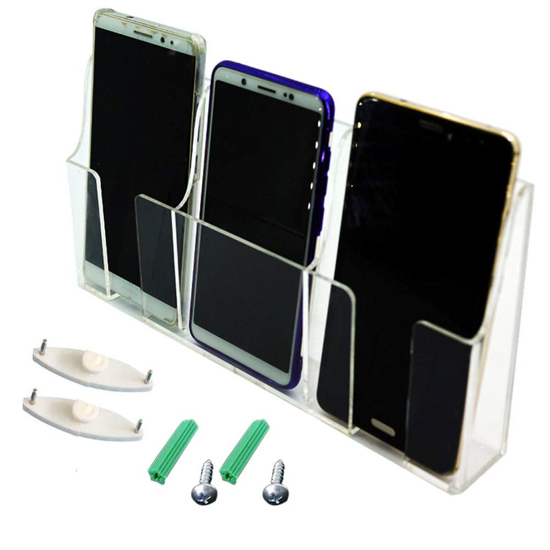 [Australia - AusPower] - Zmmyr Media Organizer Storage Box Acrylic Transparent Wall Mount Mobile Phone Holder Remote Control (Three Grid) Three Grid 