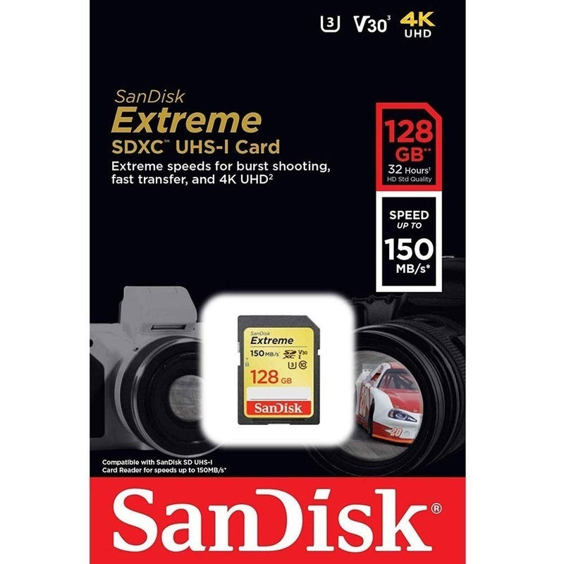 [Australia - AusPower] - SanDisk SDSDXV5-128G-ANCIN 128GB Extreme SD 150/70MB/S RW C10 UHS U3 V30 A 