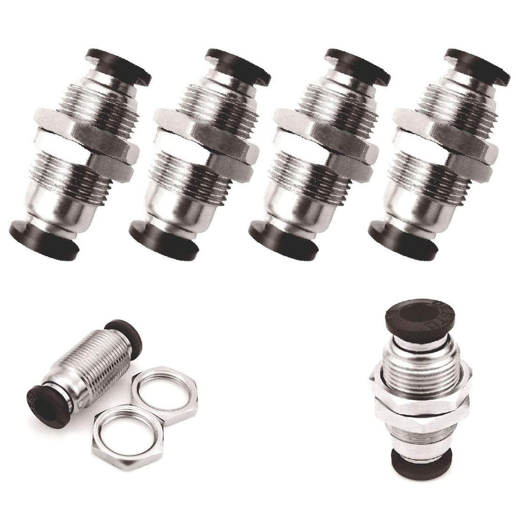 [Australia - AusPower] - Beduan Pneumatic Plastic Bulkhead Union Fitting 6mm Tube OD x 6mm Tube OD Push to Connect Air Fitting (Pack of 5) 6mm Tube OD (5 PCS) 