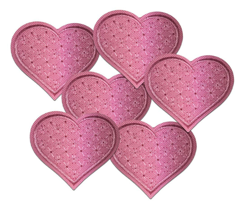 [Australia - AusPower] - Iron On Patches - Pink Heart Patch 6 pcs Iron On Patch Embroidered Applique2.2 x 1.8 inches (5.6 x 4.7 cm) A-204 