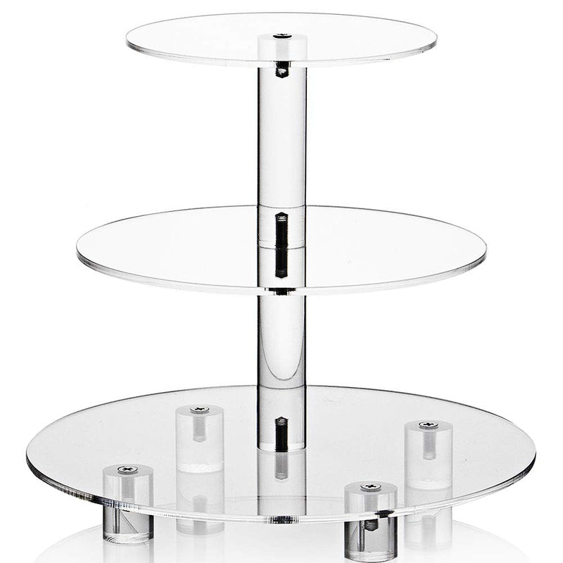 [Australia - AusPower] - Acrylic Cupcake Stand, Clear Dessert Tower Holder Display with Base for Wedding, Party, Baby Shower, 3 Tier Round, Transparent Round With Base 