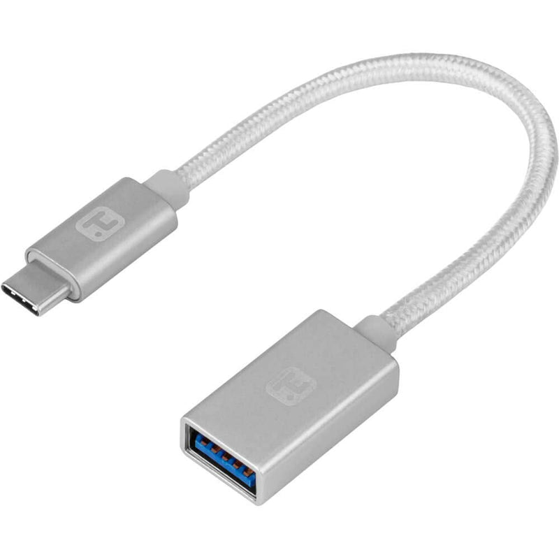 [Australia - AusPower] - iHome USB-C to USB-A Adapter, 6” Nylon Braided Type C Male to Type A Female Charge & Sync Connector, Connects USB-A Devices with Apple MacBook Pro & Other USB-C Enabled Devices- Silver 