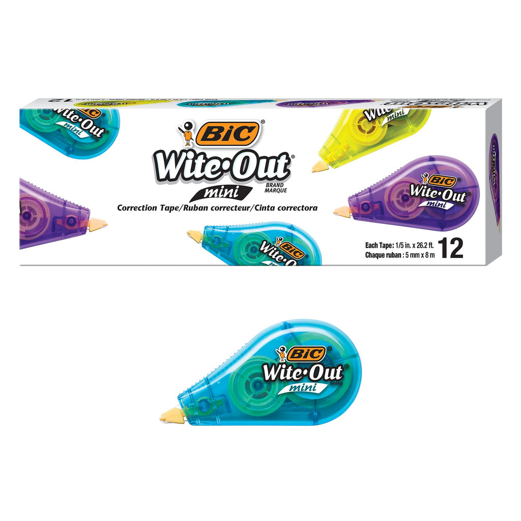 [Australia - AusPower] - BIC Wite-Out Brand Mini Correction Tape, White, Tape Applies Dry, Great For School And Home 12-Count 